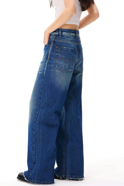 ディストレストウォッシュドデニムパンツ