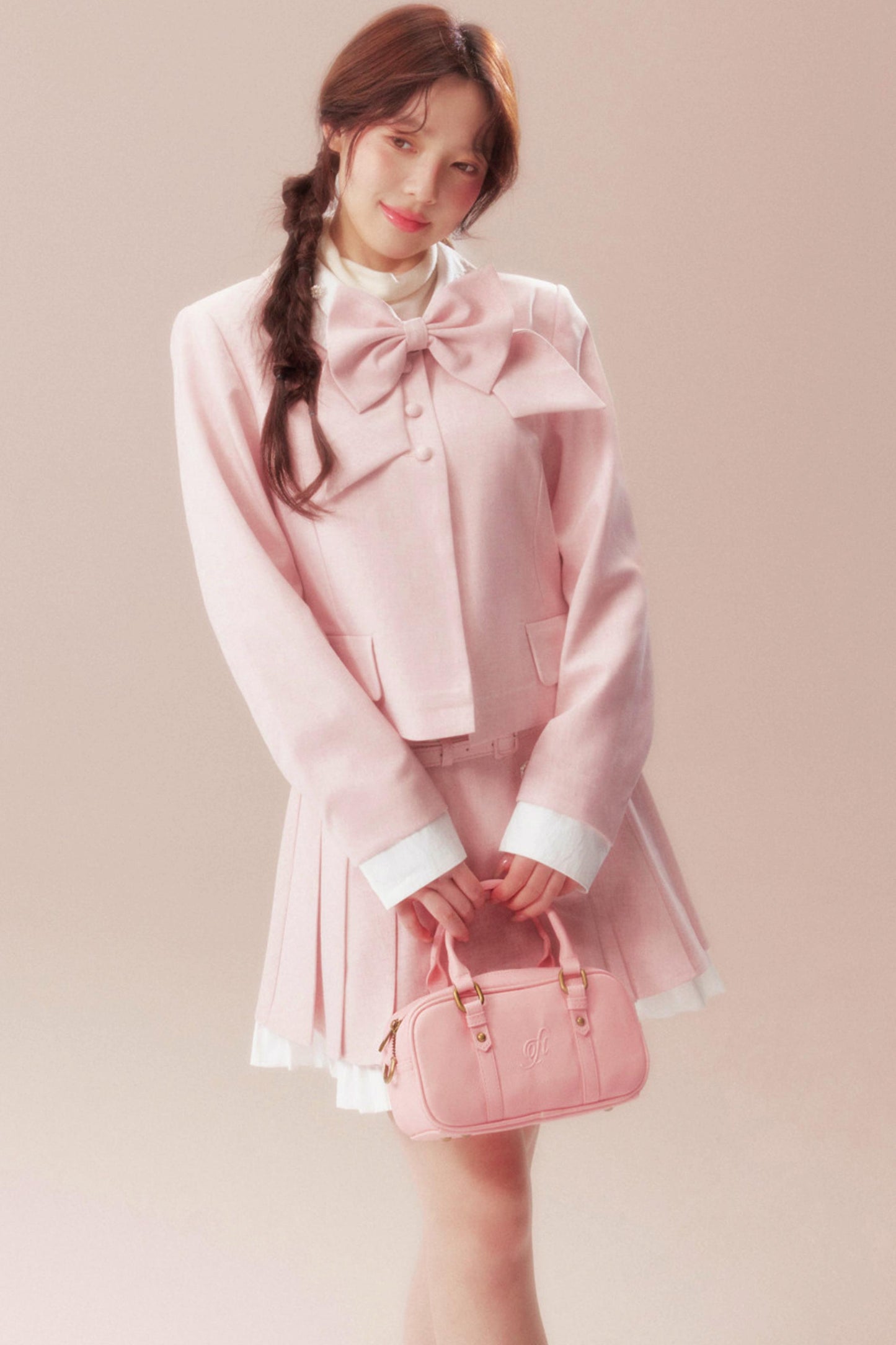 Eden Garden Pink Jacket + High Waist A-line Skirt