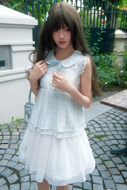 天使のドールカラートップス+ドットスカート