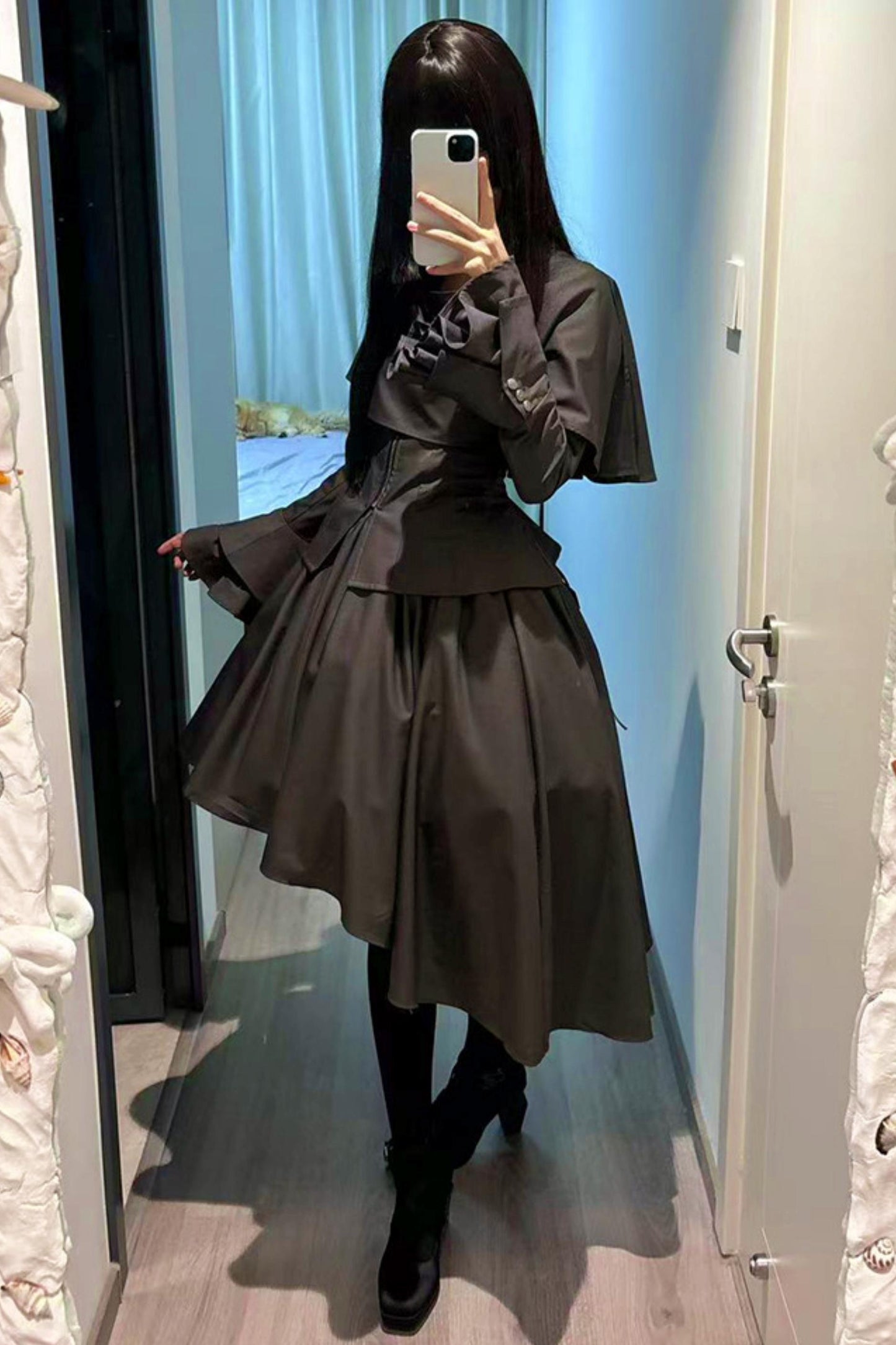 Embroidered Gothic Shawl Blouse