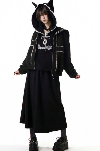 Black Slimming Jacket + Hoodie + Skirt + Leg Warmers