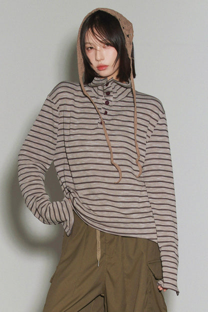 Top a collo alto a righe