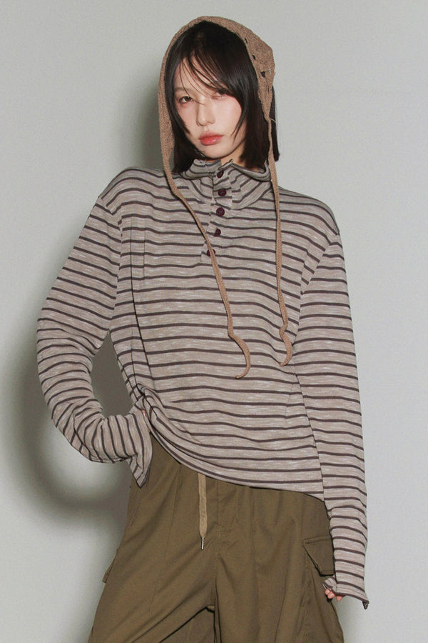 Striped High Neck Top