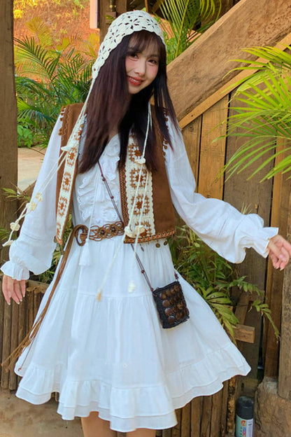 Kleid mit reinen Spitzenärmeln