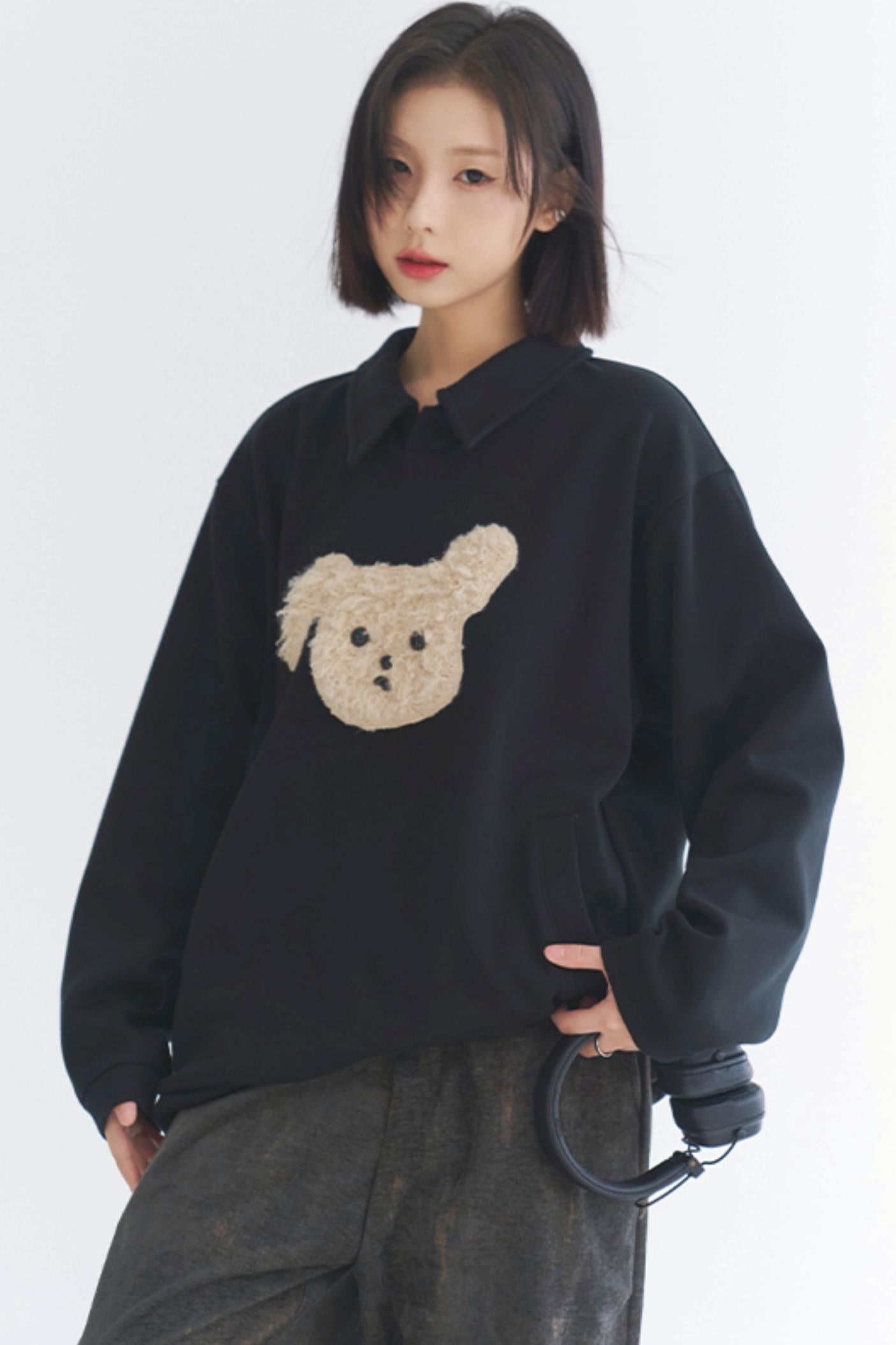 Gravity Museum Plush Puppy Sweatshirt - Women's Winter Comfort Top 2024
