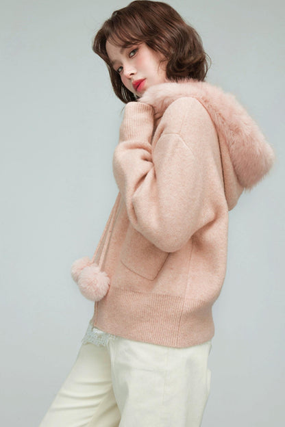 キャラメルファーカラーカーディガン