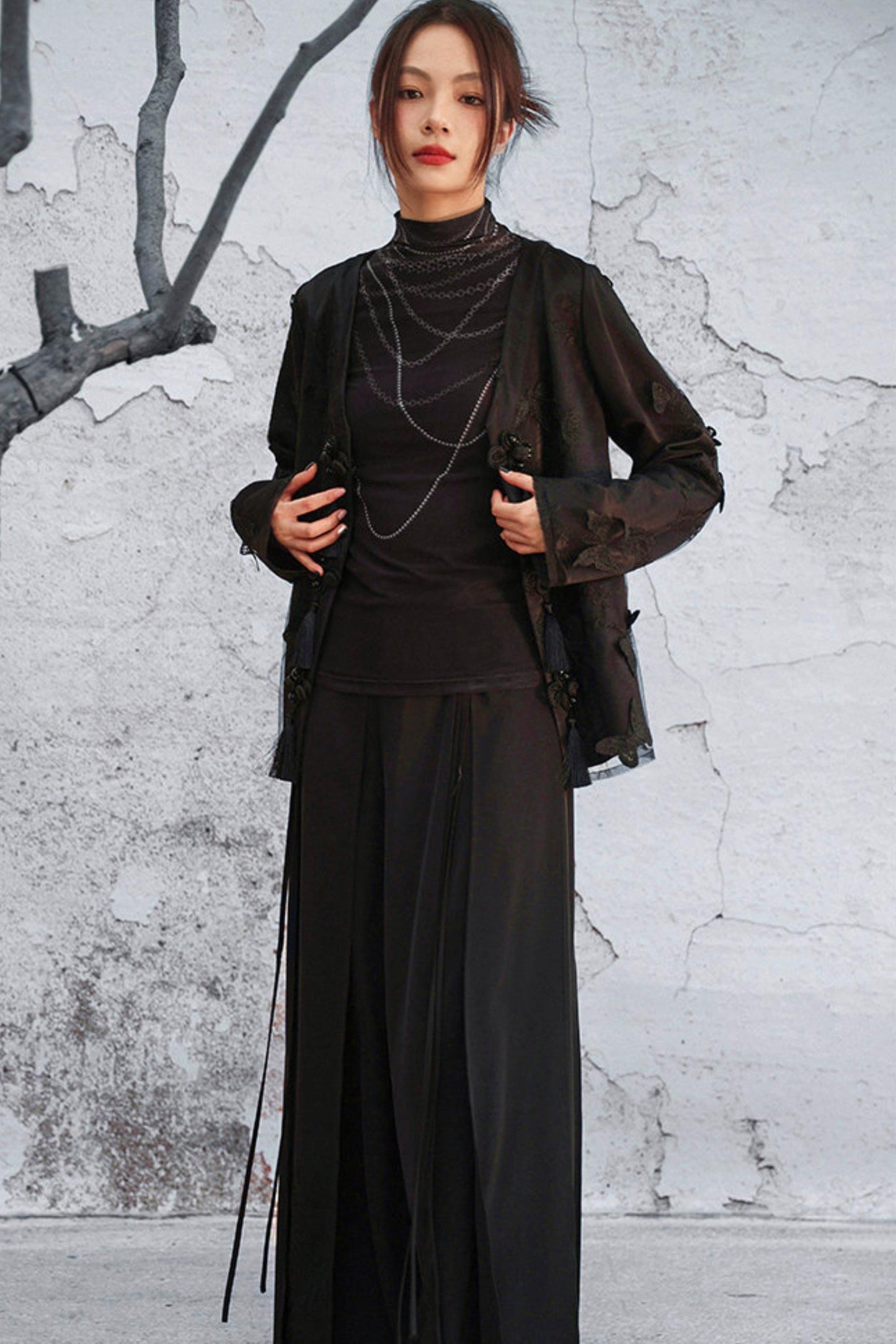 Sheer Satin Chinese-Style Jacket
