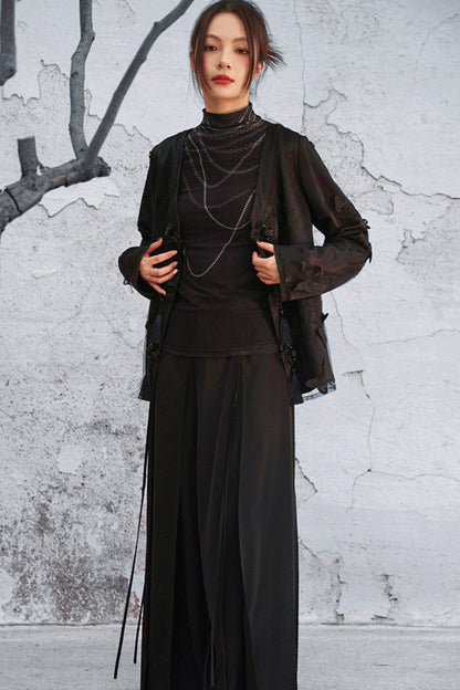 Sheer Satin Chinese-Style Jacket