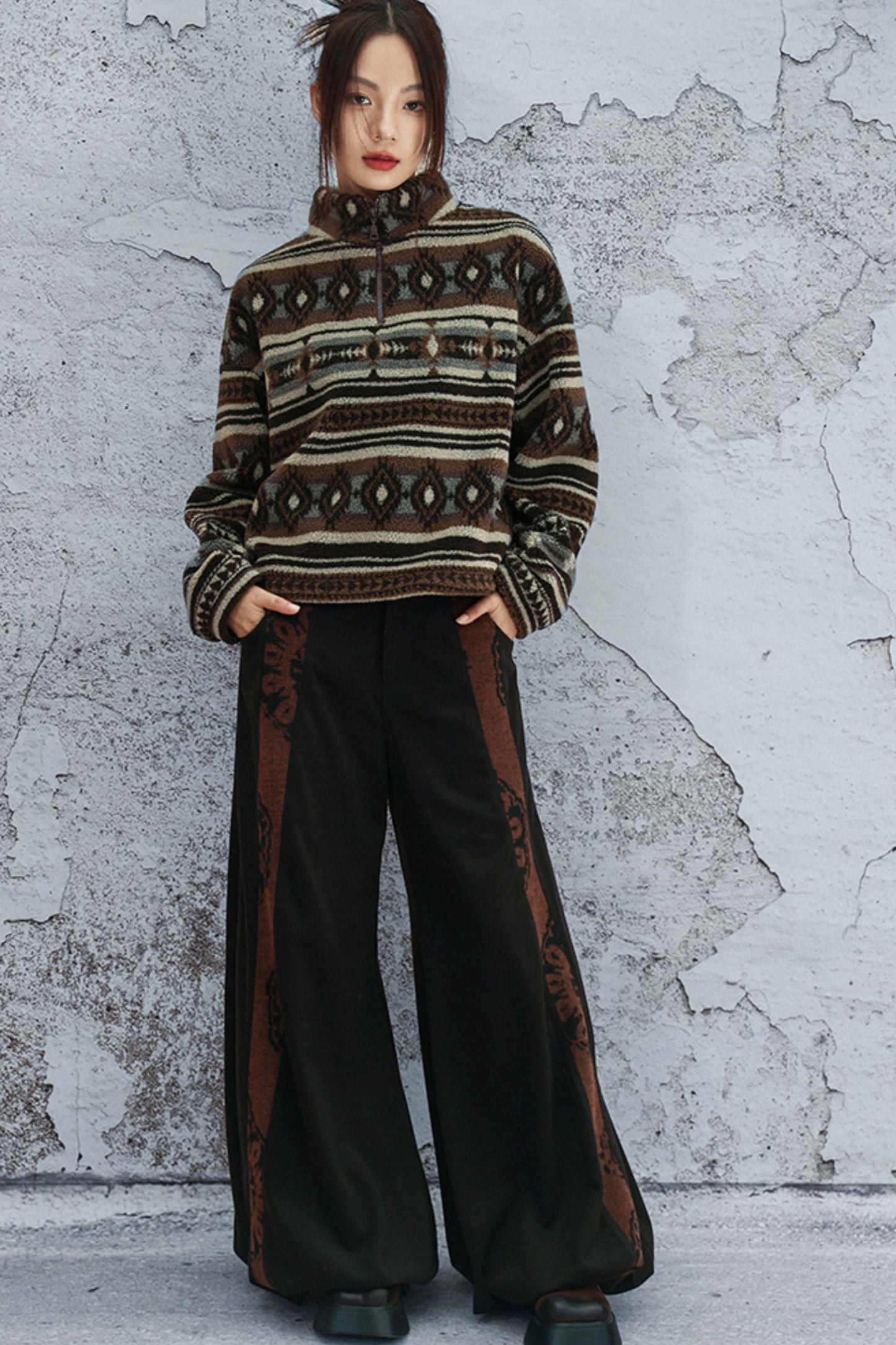 ラムウールジオメトリックジャケット