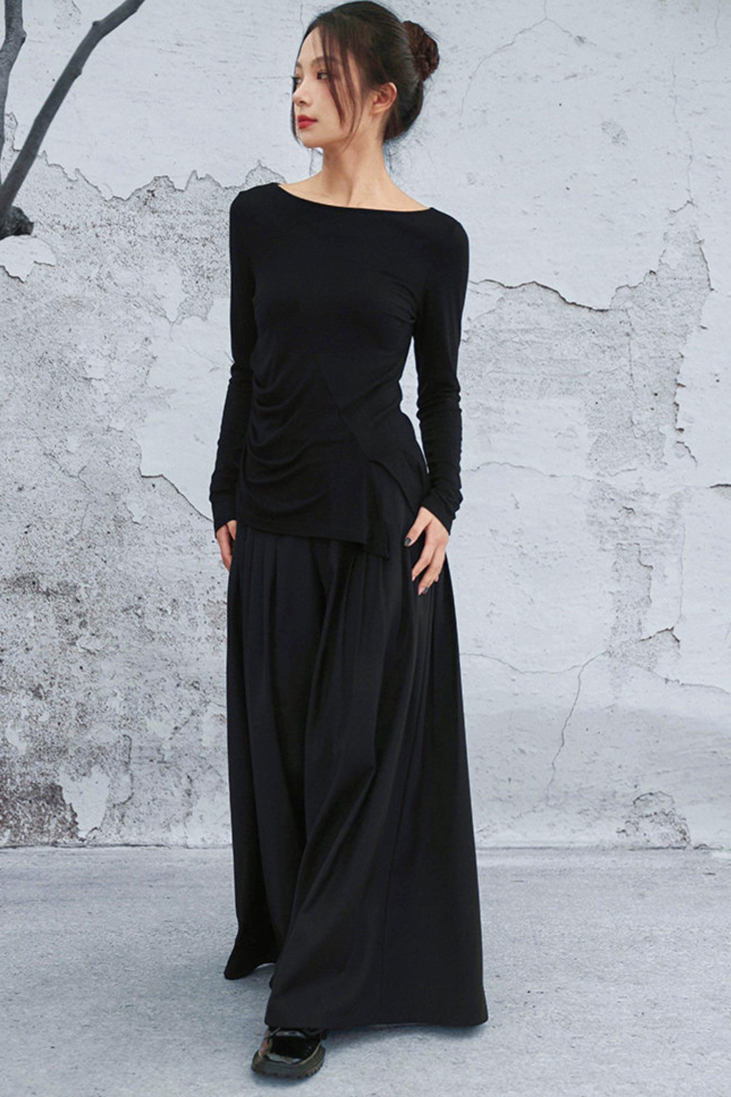 ダークモードワイドレッグパンツ