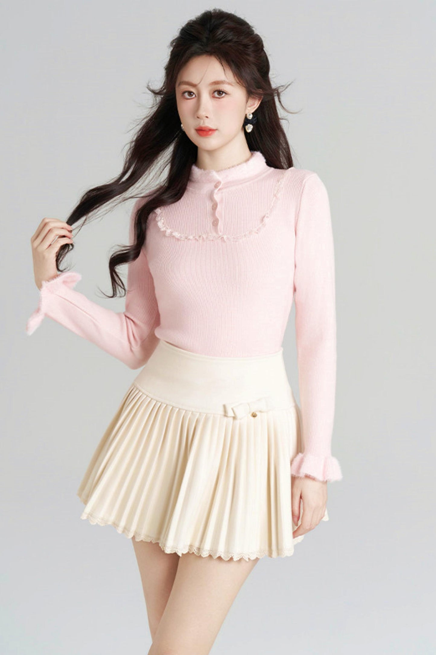 French Slim Stand Collar Top