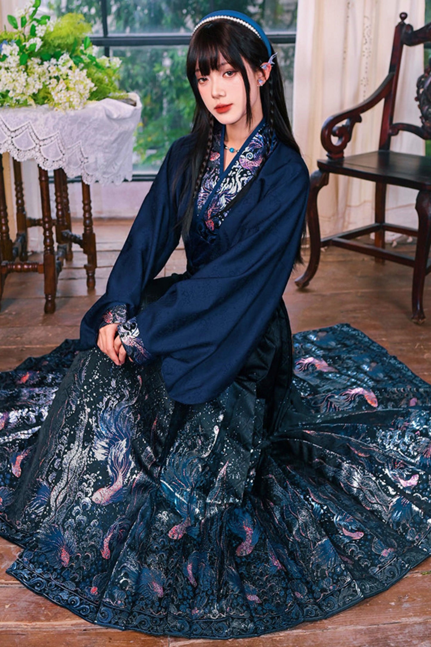 金色梭织汉服衬衫