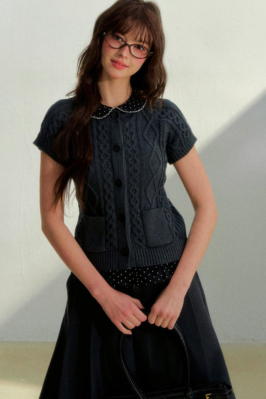 대학 스타일 니트 탑