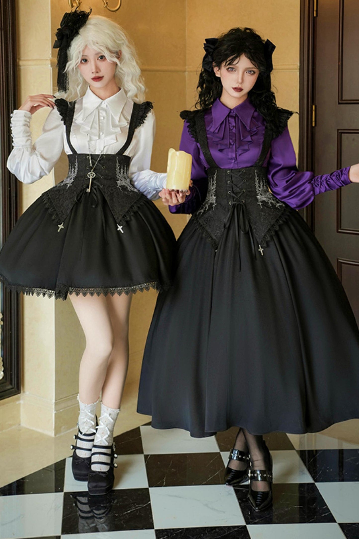 Conjunto de vestido y camisa con sujetador de muelles góticos