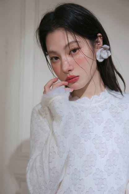 Velvet Lace Rabbit Fur Top