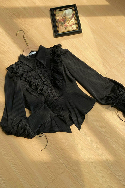 【予約商品】エレガントシフォンランタン袖シャツ