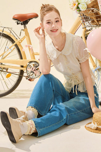Spitzen-Vintage-Jeansstoff