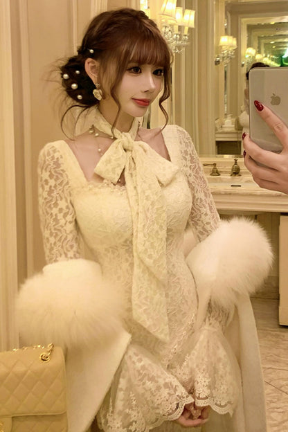 フレンチスタイルレースマーメイドドレス