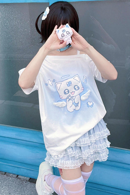 【天使界隈】エンジェルナースキャットTシャツ