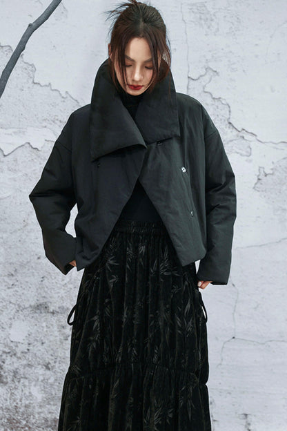 コンバーティブルネックラインコットンジャケット