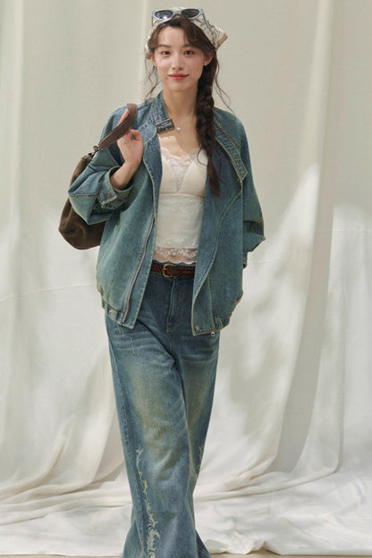 Laser Embossed Vintage Jeans