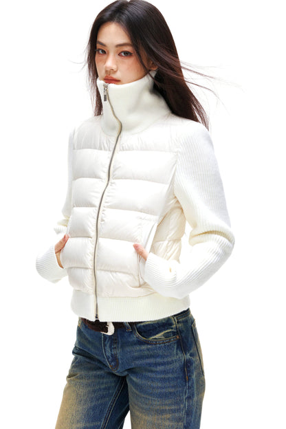 Ribbed Patchwork Down Jacket