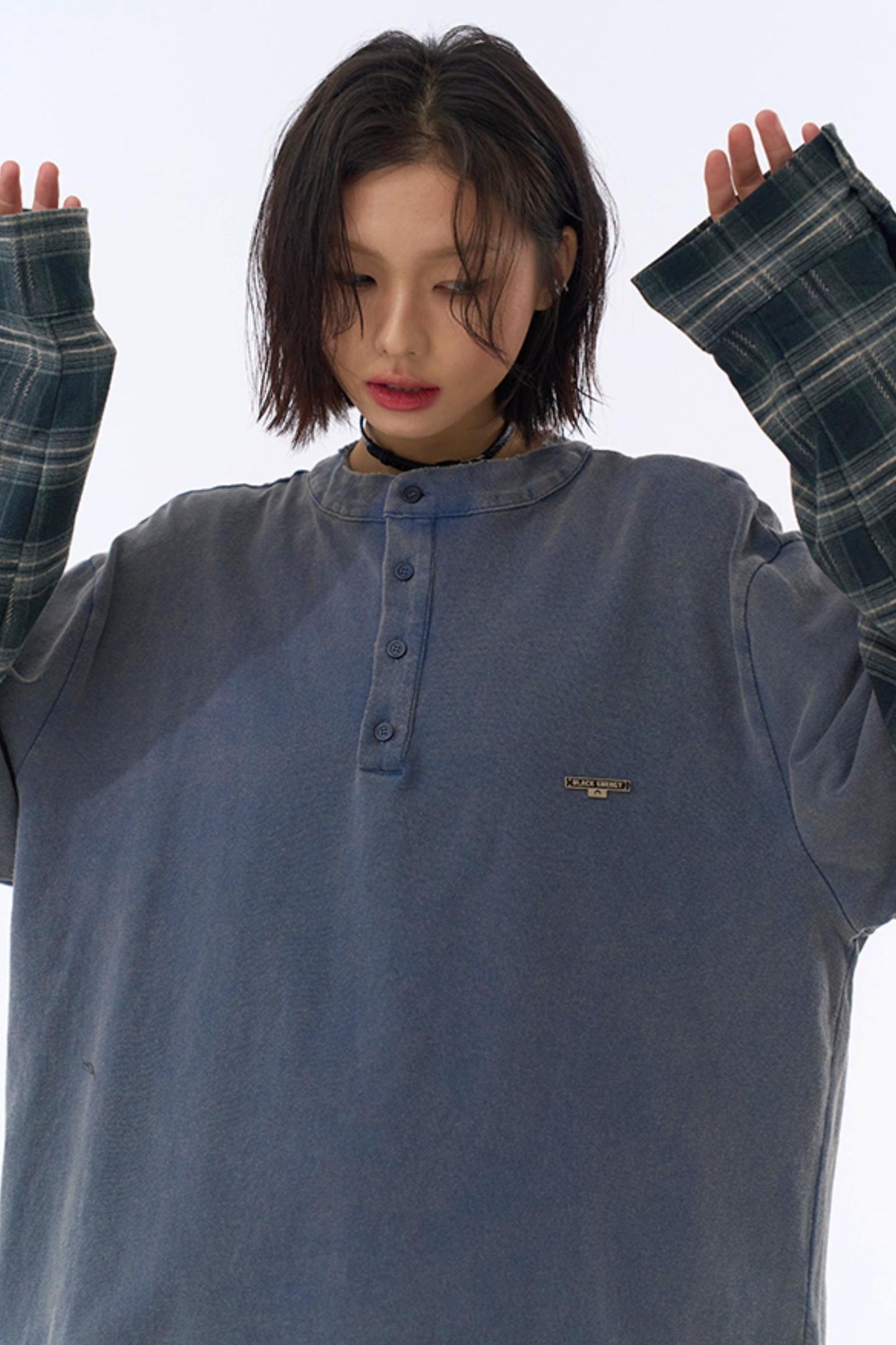 カラーブロックロングスリーブTシャツ