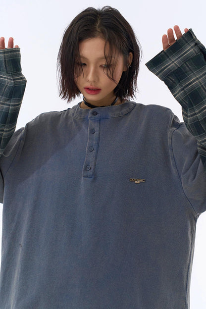 カラーブロックロングスリーブTシャツ