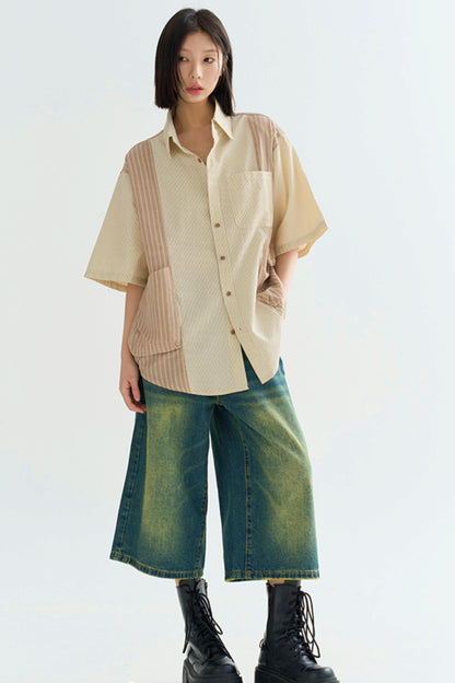 colorblock spliced shirt