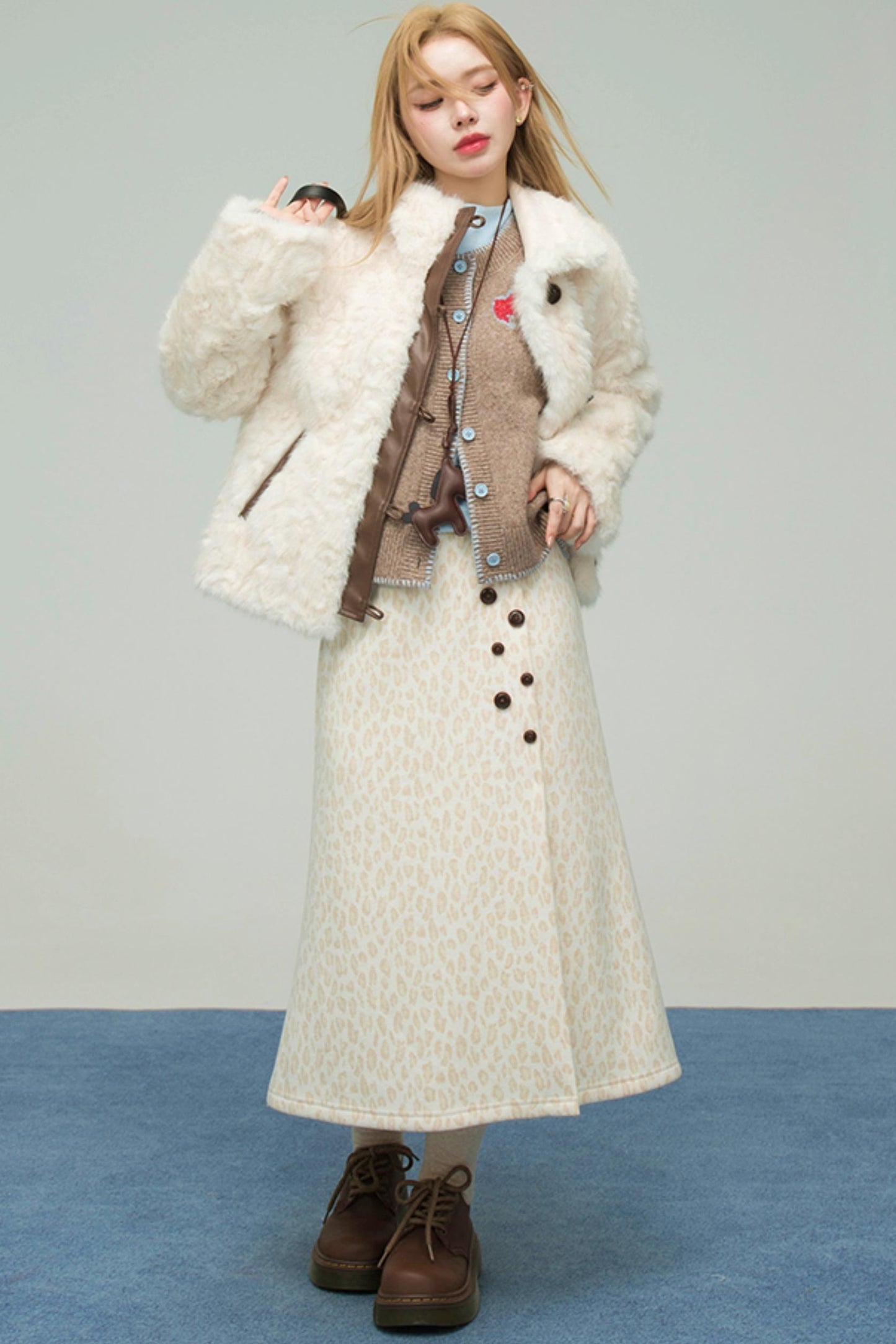 レオパードスウィートハートニットスカート