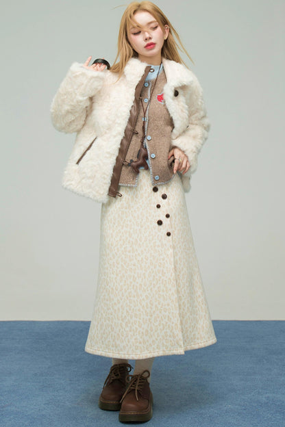 レオパードスウィートハートニットスカート