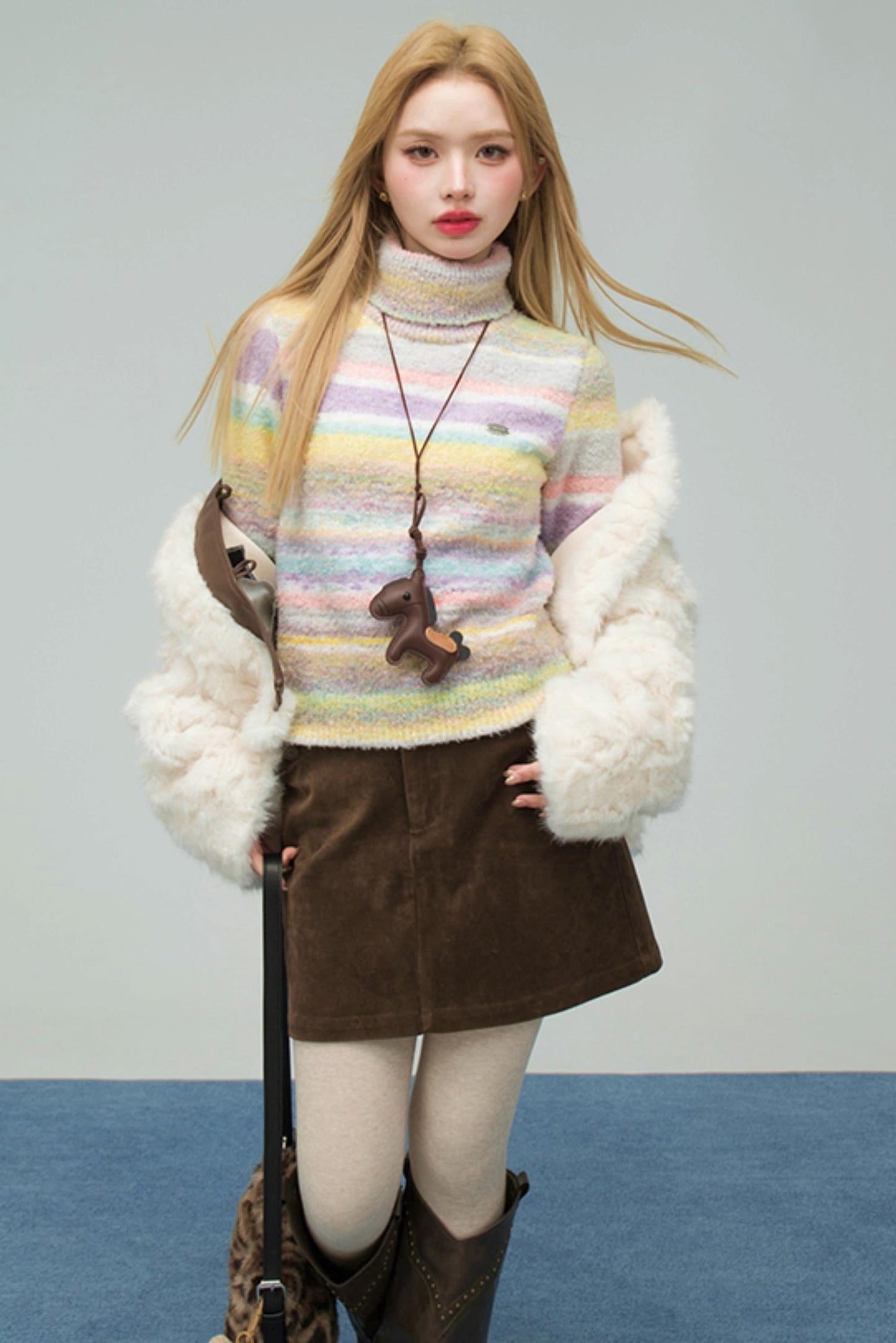 レインボーグラデーションストライプドセーター