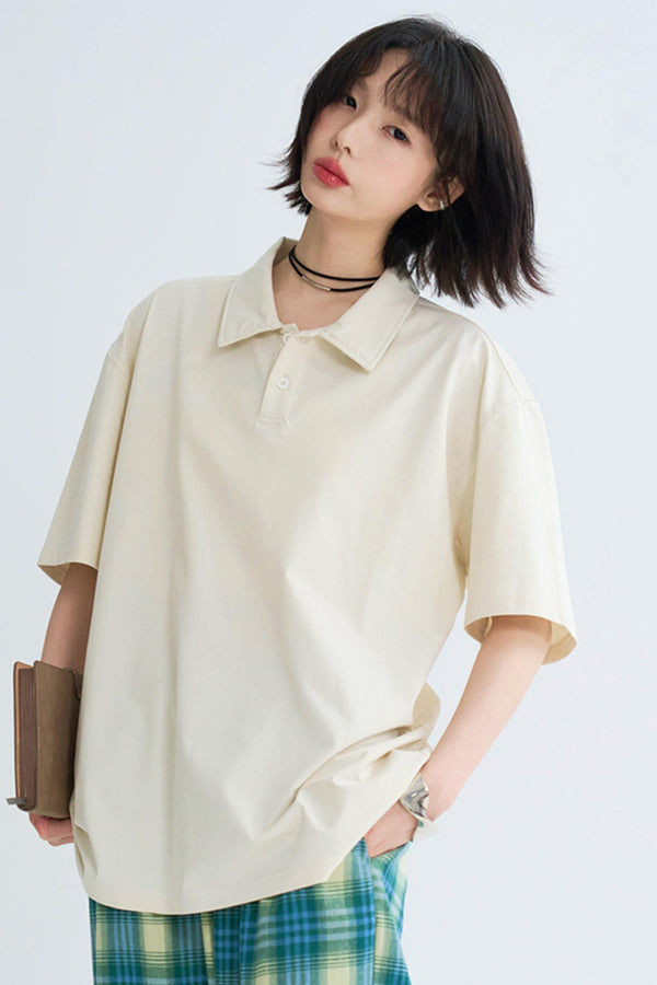 Minimalist Solid Polo Neck Top