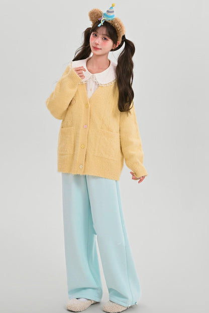 Sweet Fleece-Lined Wide Leg Pants