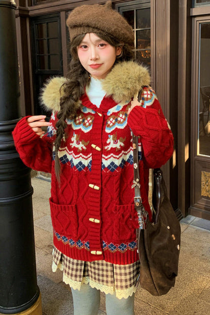 Mori Girl Hooded Knit Cardigan