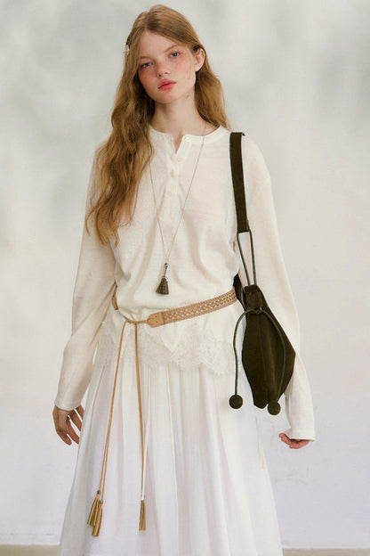 スウェイングシルエットレースブラウス