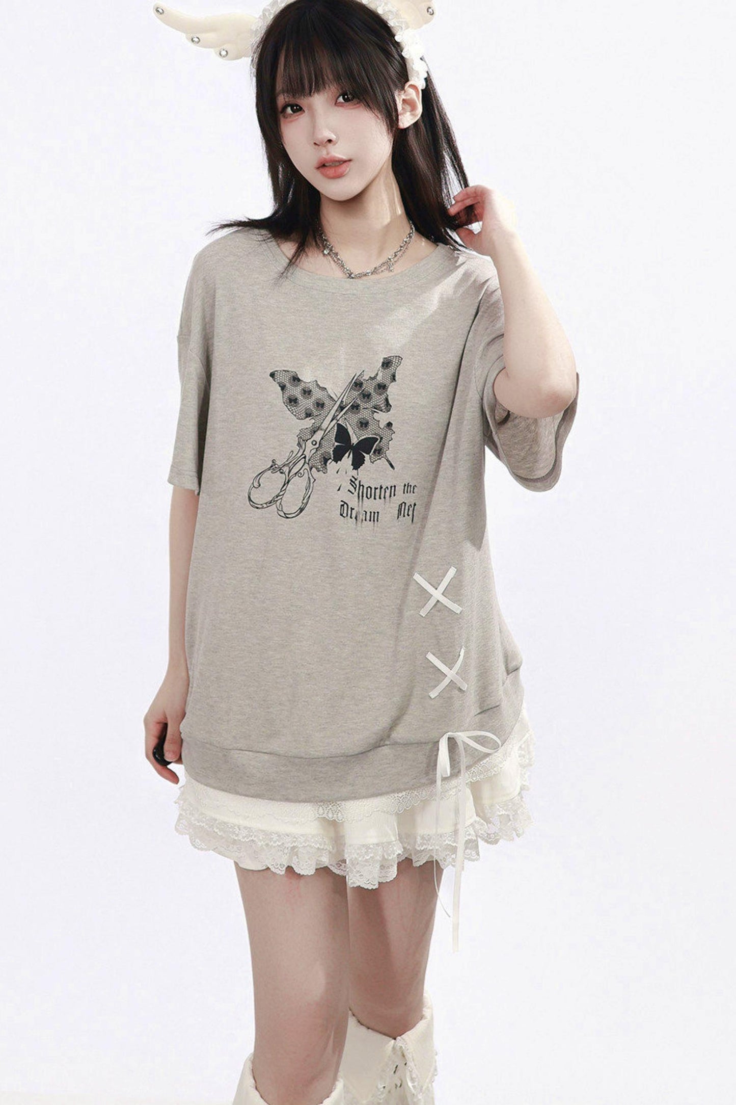 サブカルバタフライTシャツ+スカート+レッグカバー