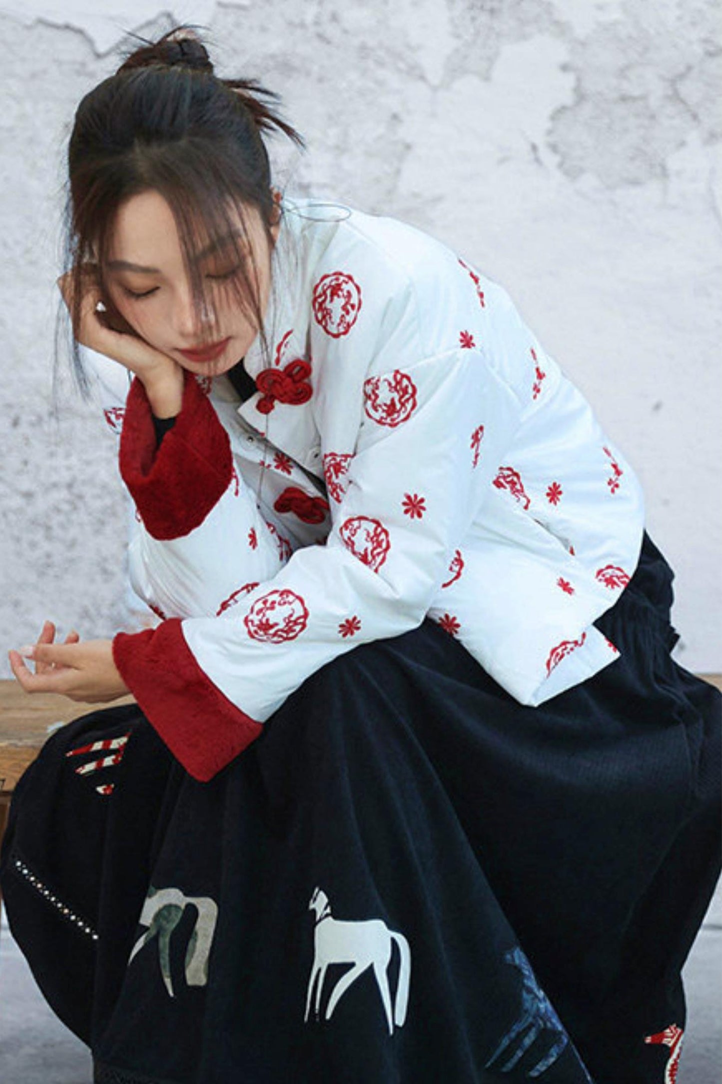 Embroidered Color Blocking Quilted Jacket