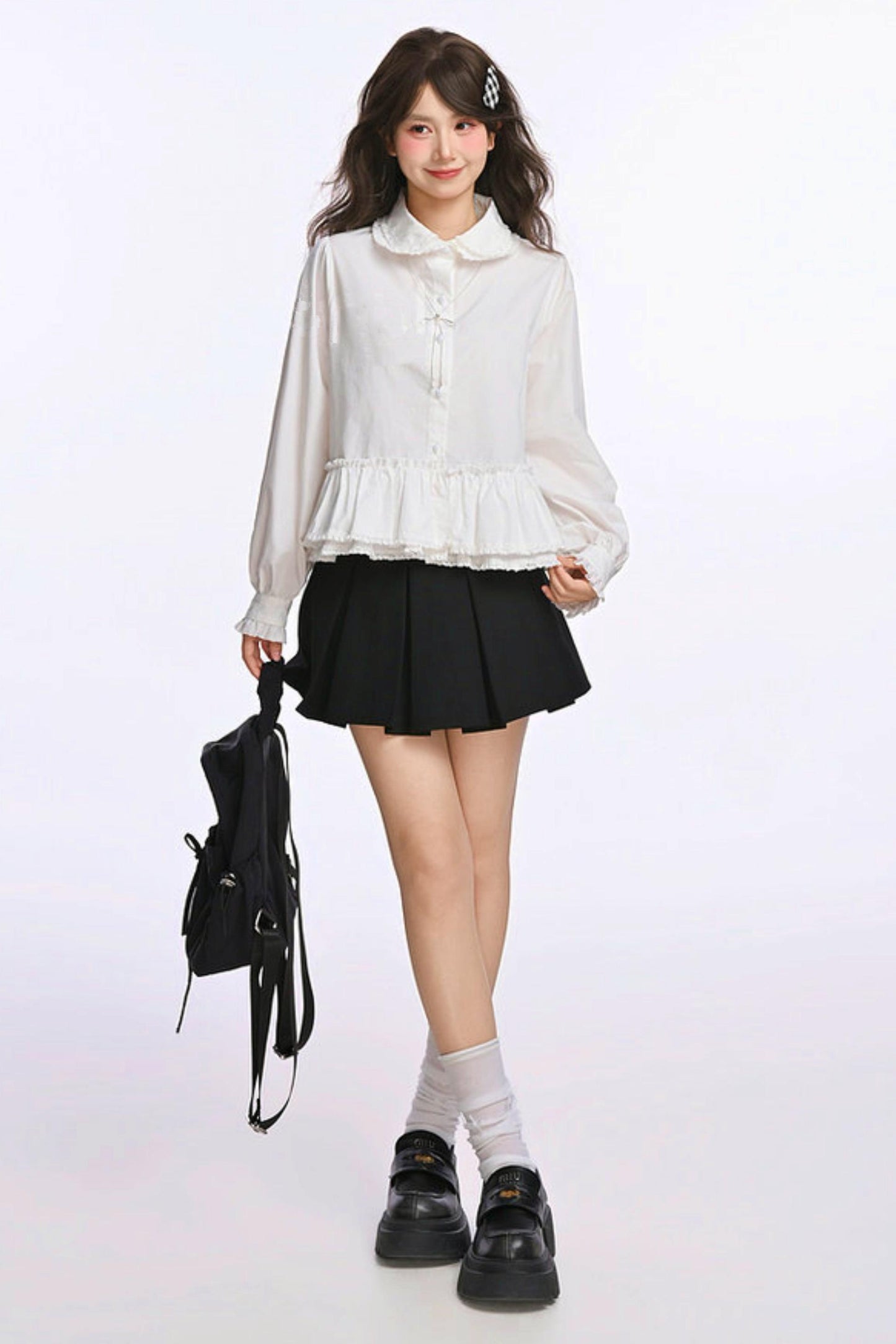 Double Layer Lace Doll Collar Blouse