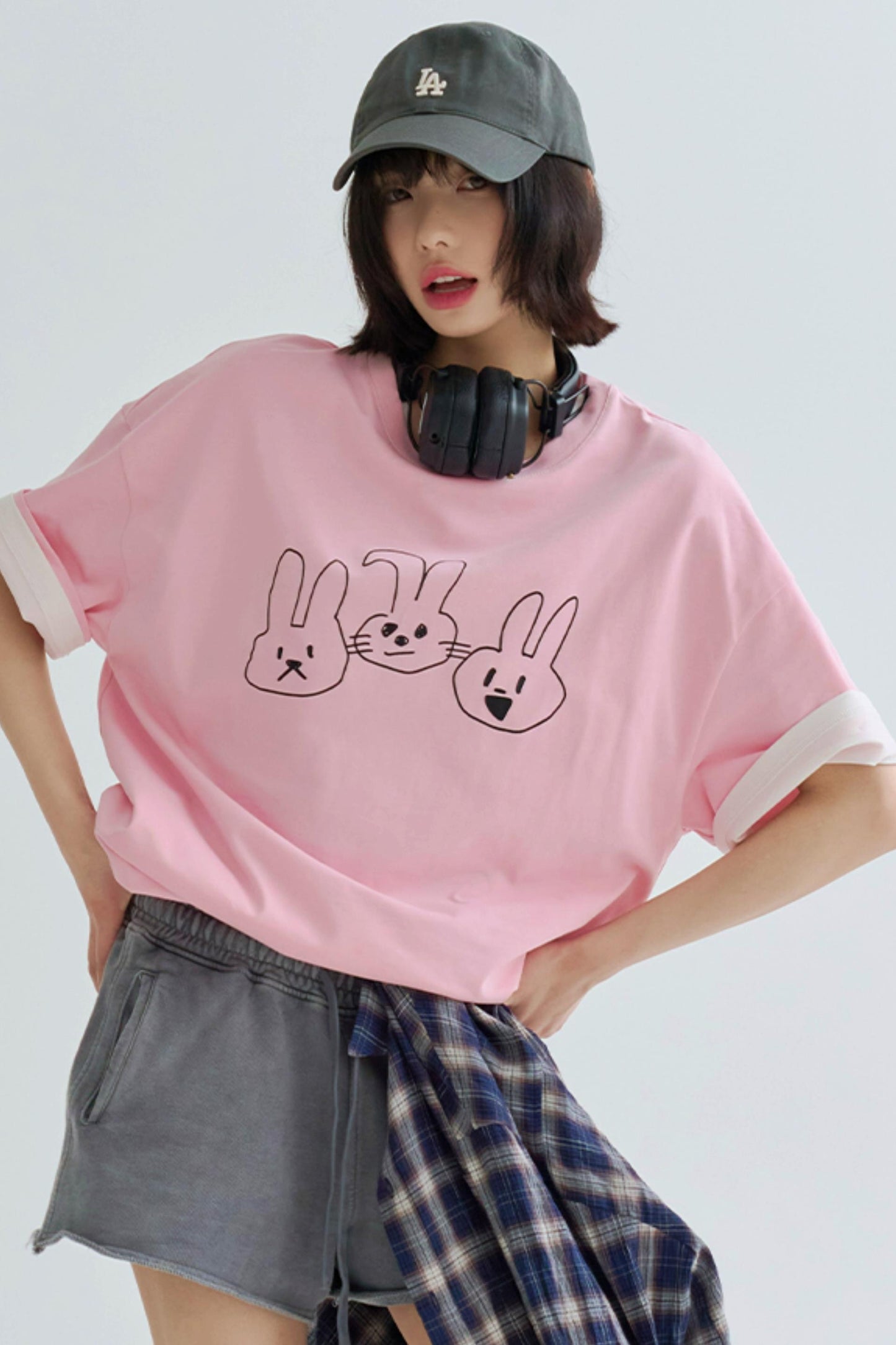 T-shirt doux à imprimé cordon