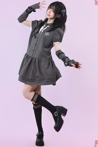 ハートリボンサブカル制服ワンピース