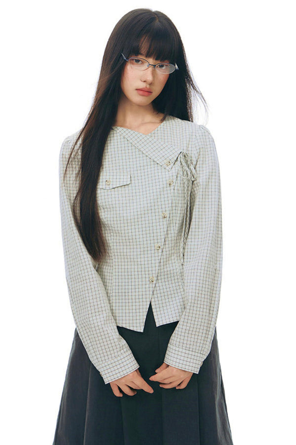 Y2Kリトルチェックドシャツ+スカート