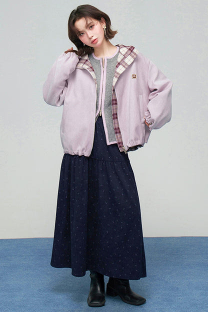 コーデュロイフローラルティアードスカート