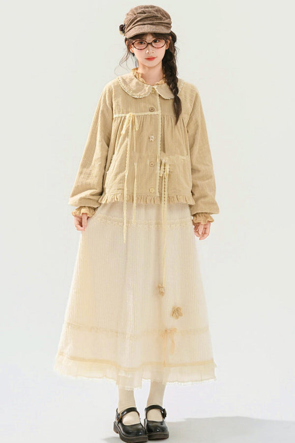 Mori Lace Trim Cotton Jacket + Skirt