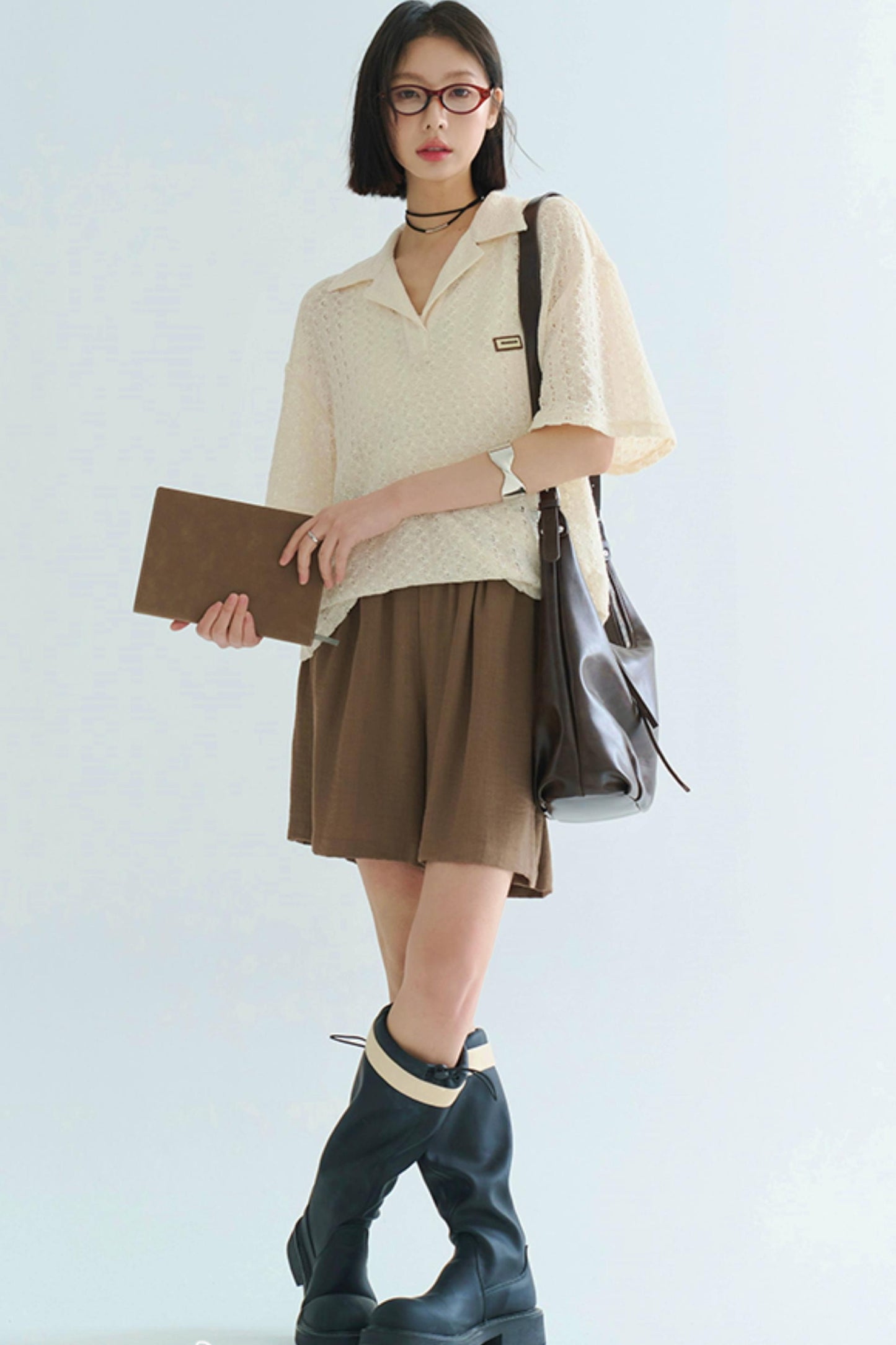 Sheer Polo Neck T-Shirt