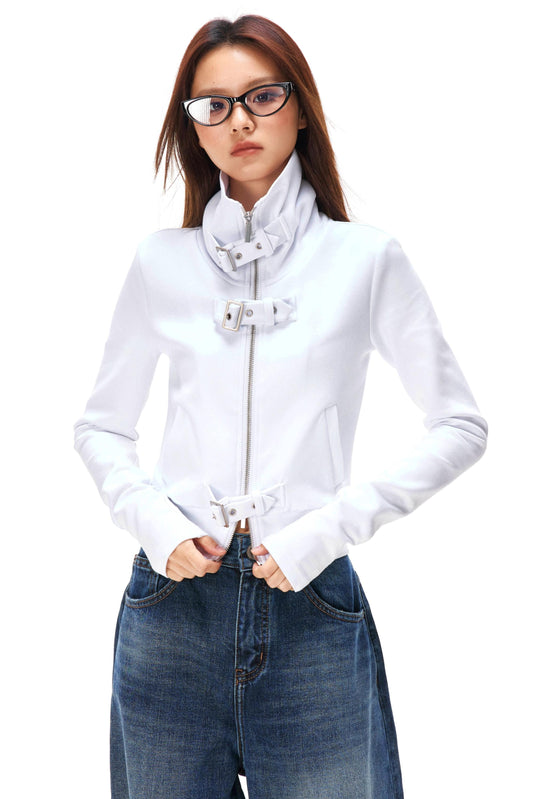 サイバーパンクスリムフィットジップトップス