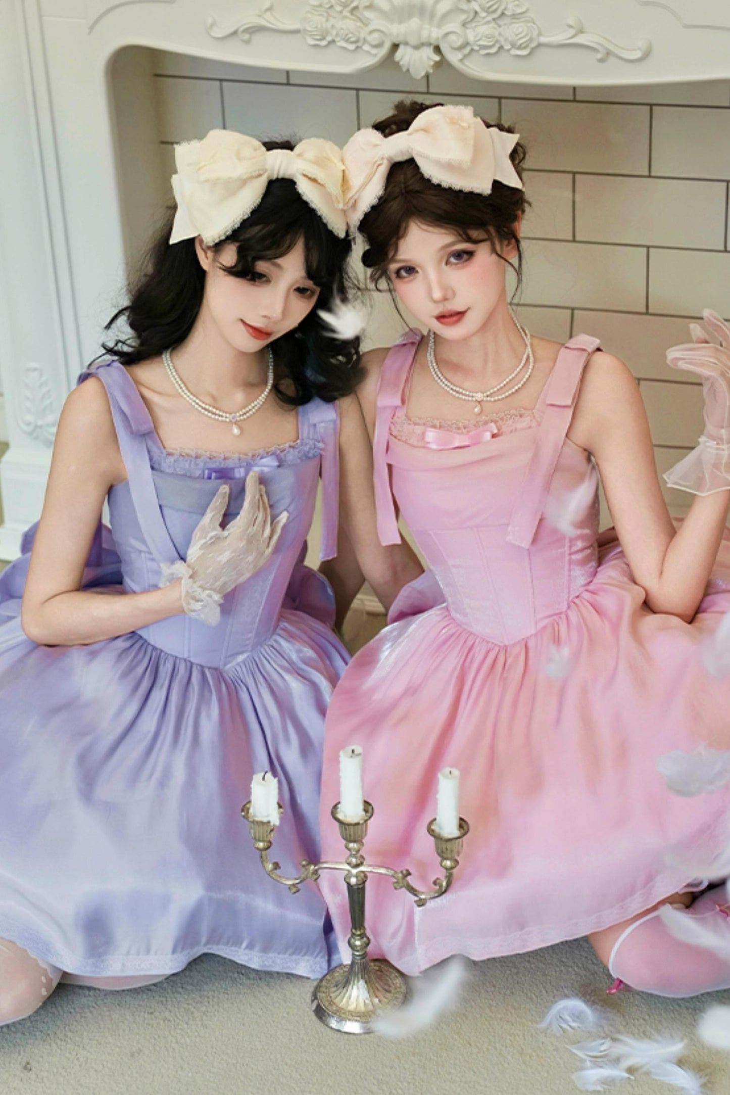 バブルシーヘリンボーンロリータジャンパースカートロリータセットアップ