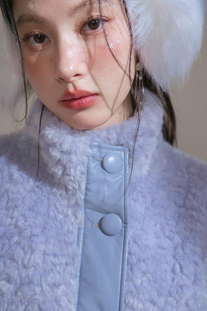 Matte Fleece Stand Collar Coat