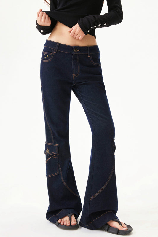 Retro-Low-Rise-Jeans-Schlaghose