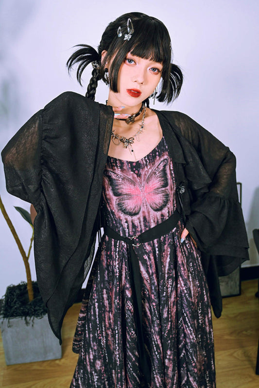 バタフライイリュージョンサンスクリ－ンカーディガン